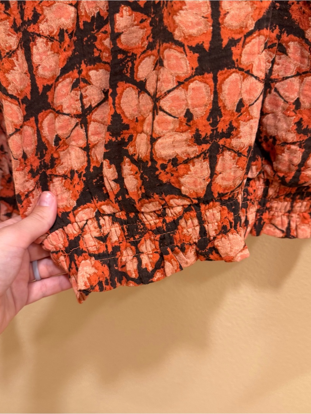 Anthropologie Cotton Orange & Black Tie-Dye Pullover Blouse Top Small - Picture 5 of 12